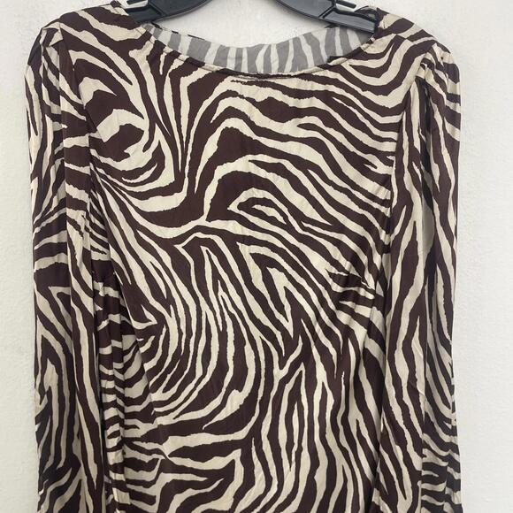 Revolve Stone Cold Fox Dress Basier Dress brown zebra satin size L $228msrp - Picture 7 of 9